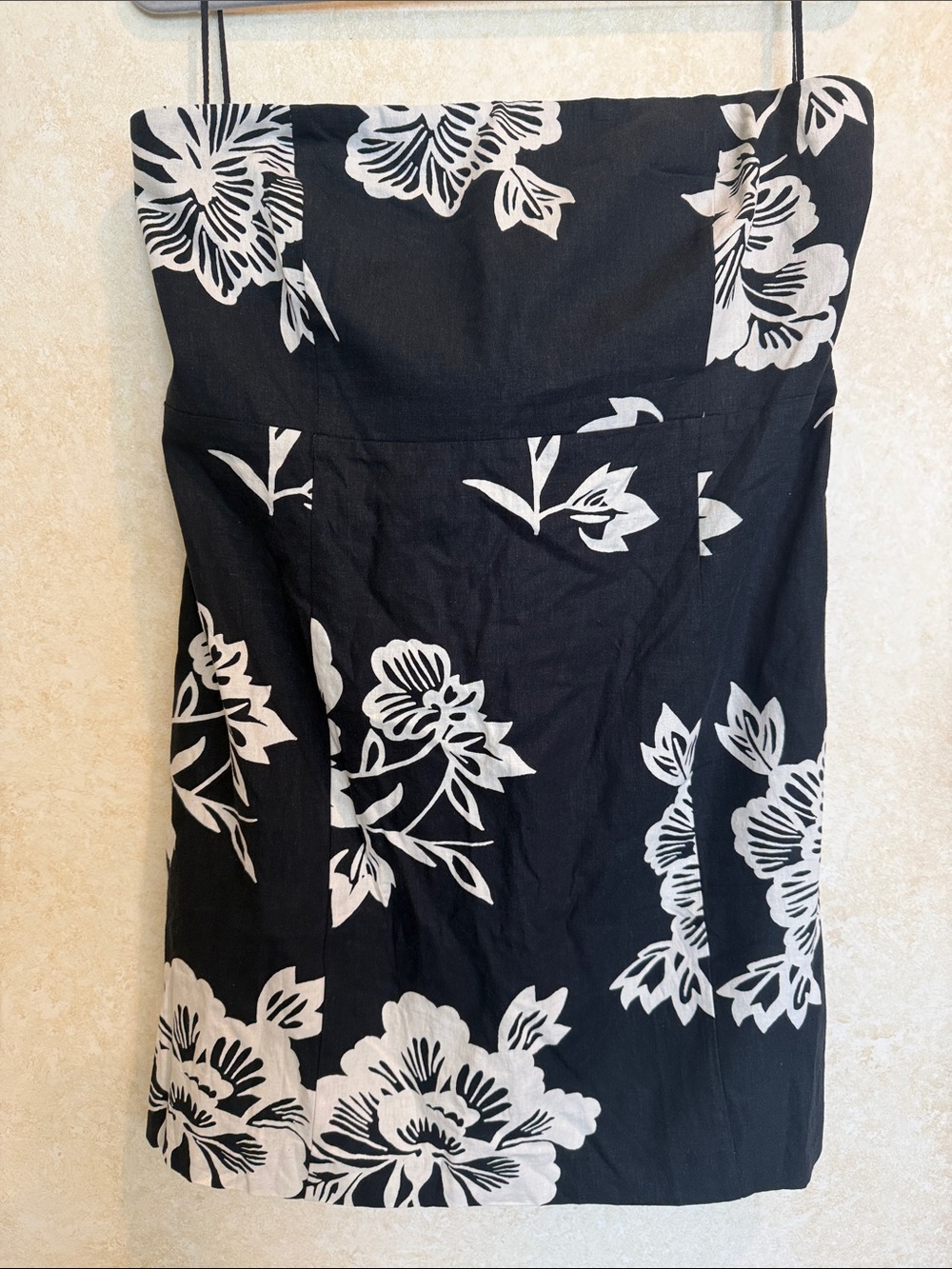 GAP Black Strapless Dress with White Floral Accents